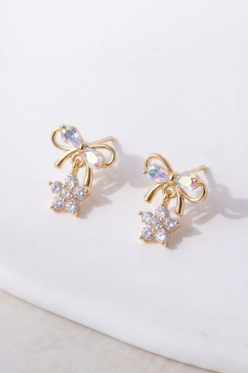 Ribbon Bow Flower Earrings