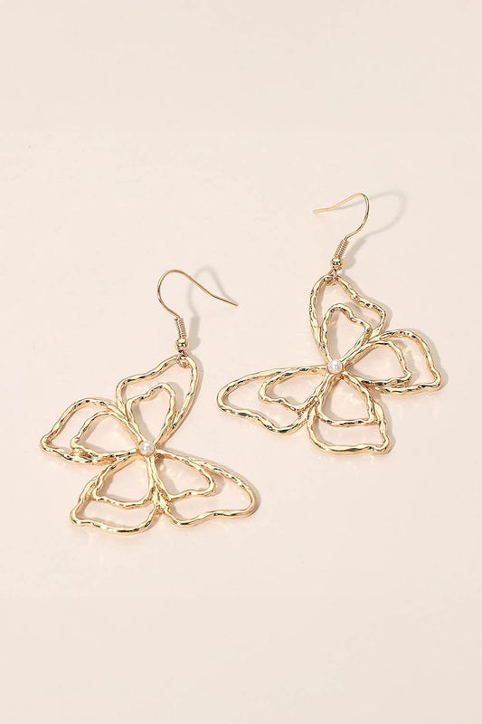 Butterfly Dangle Earrings - Gold