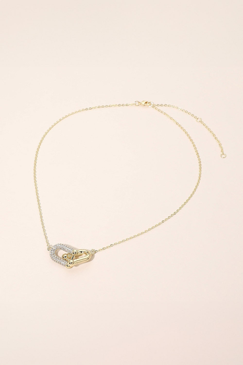 Pave Link Pendant Necklace - Gold