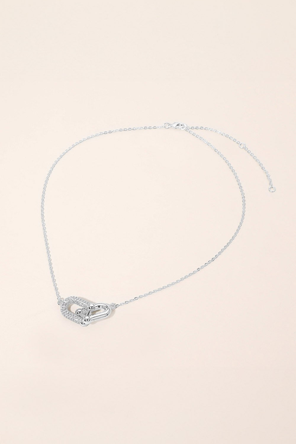 Pave Link Pendant Necklace - Silver
