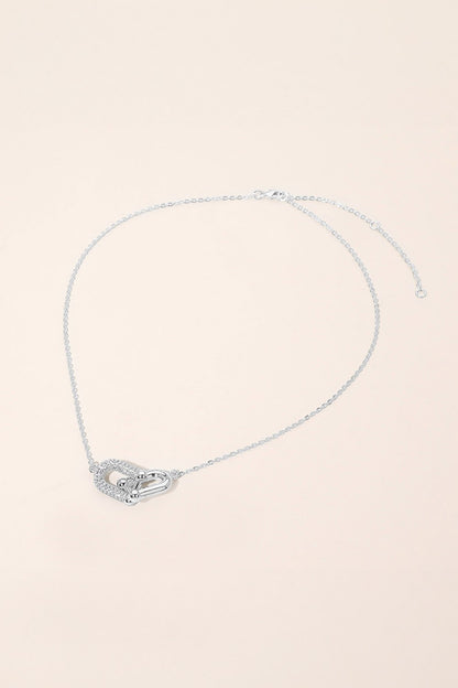 Pave Link Pendant Necklace - Silver