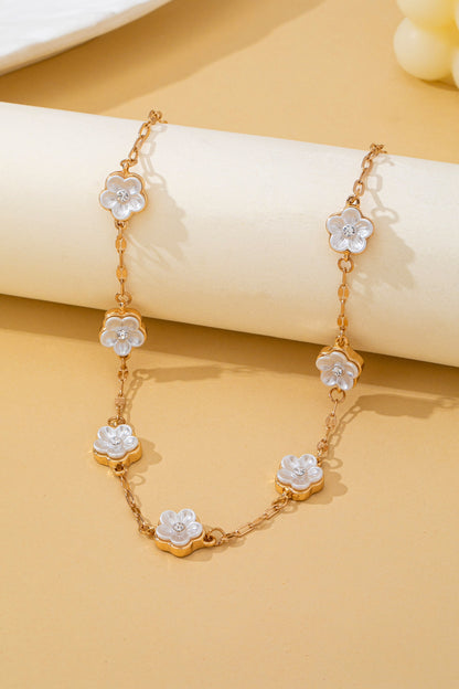 Mother-of-pearl Floral Station Necklace