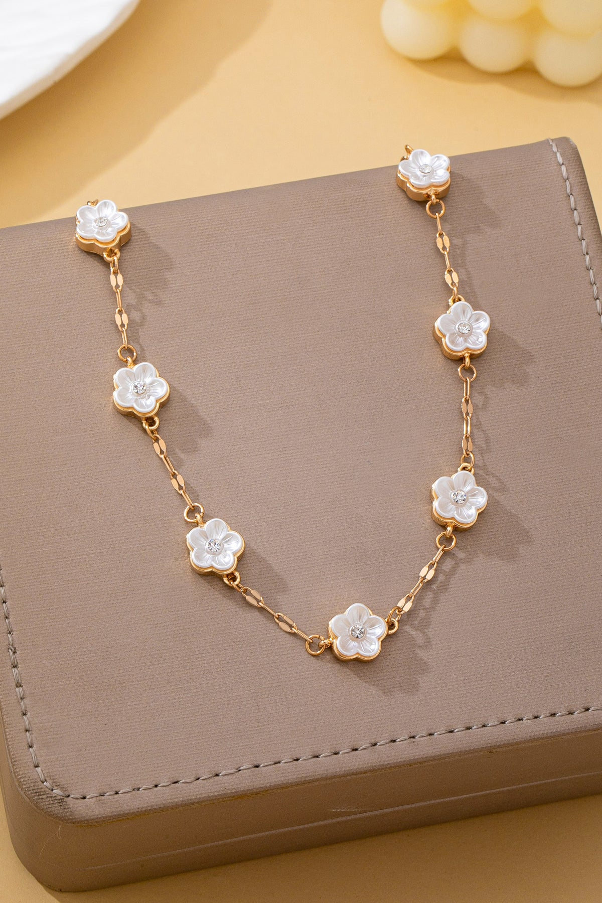 Mother-of-pearl Floral Station Necklace