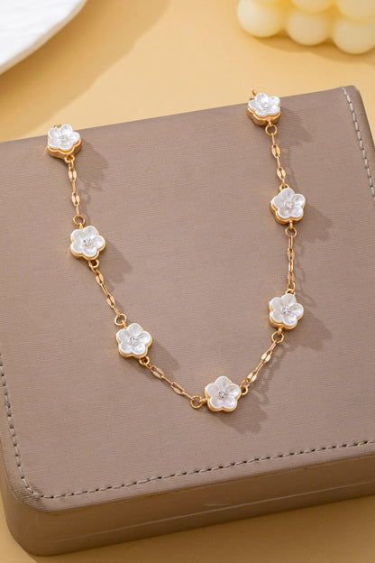 Mother-of-pearl Floral Station Necklace