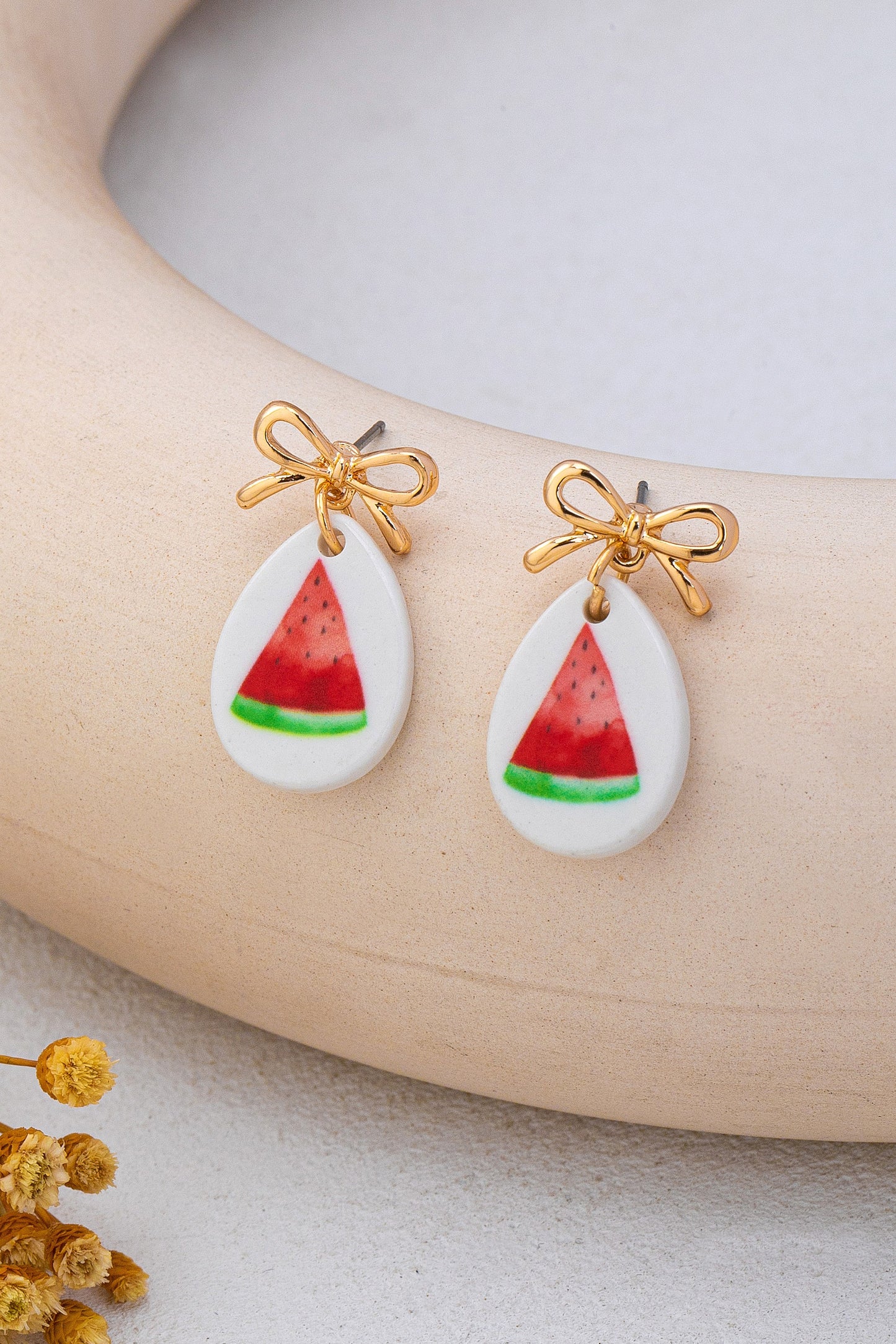 Watermelon Enamel Charm Earrings