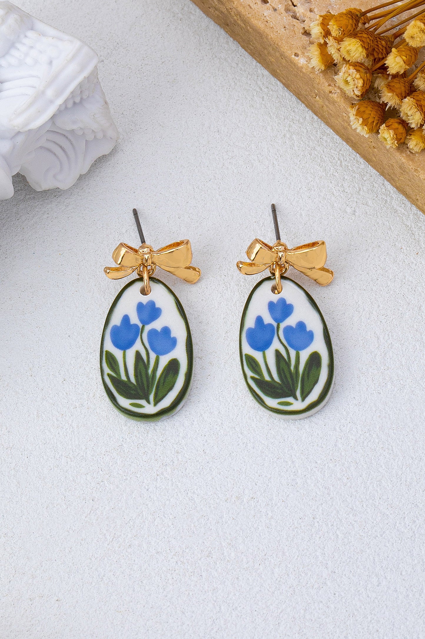 Tulip Enamel Charm Earrings