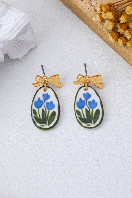Tulip Enamel Charm Earrings