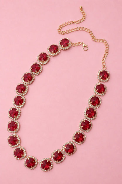 Gem Statement Necklace - Ruby