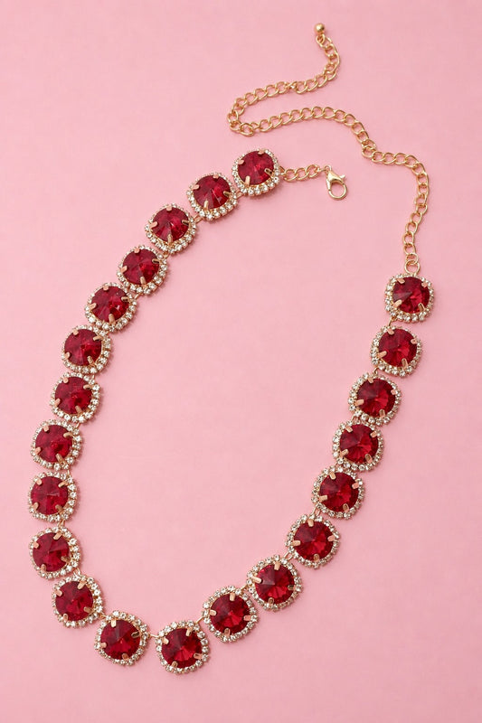 Gem Statement Necklace - Ruby