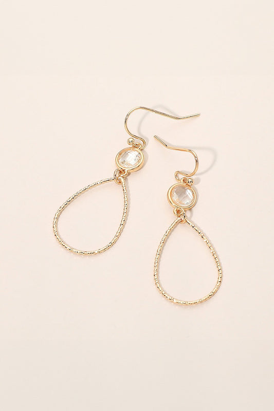 Stone Open Teardrop Earrings