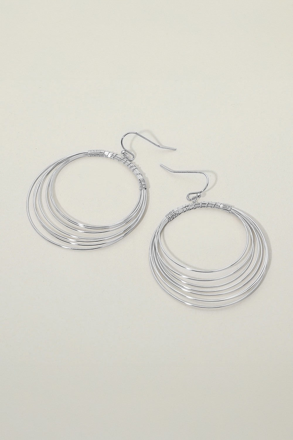 Hoop Drop Dangle Earrings - Silver