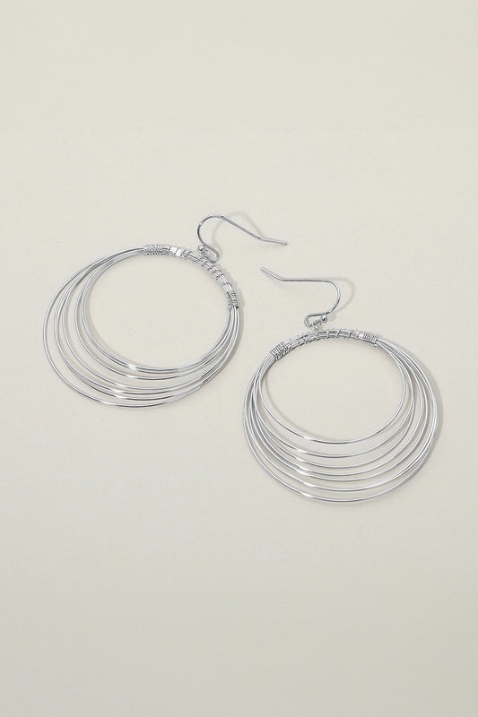 Hoop Drop Dangle Earrings - Silver
