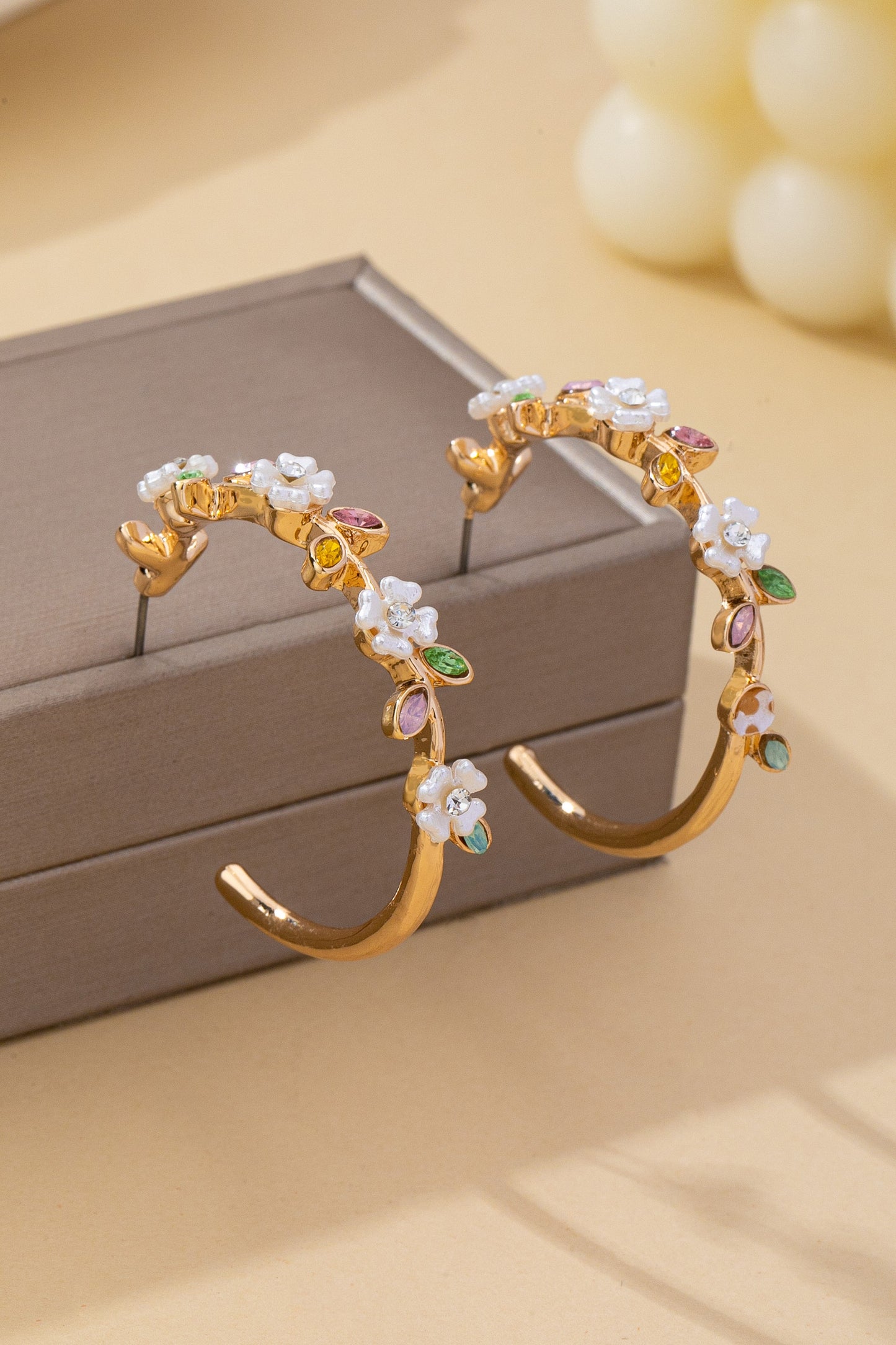 Enamel Flowers Crystal Earrings