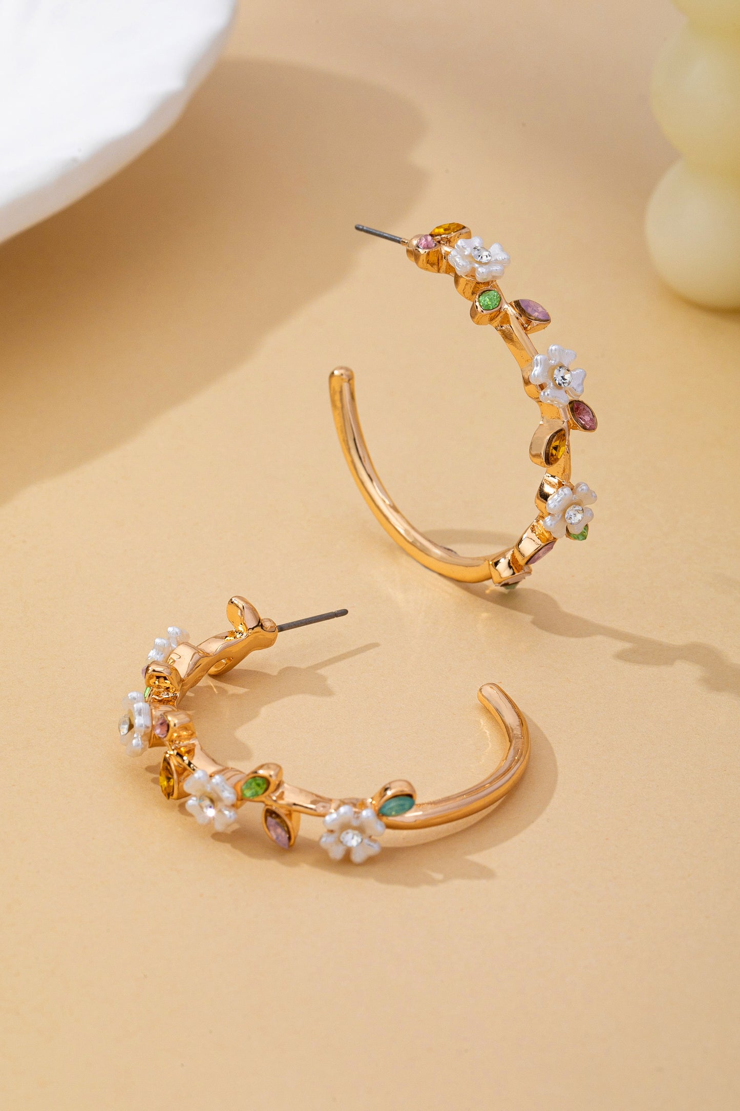 Enamel Flowers Crystal Earrings