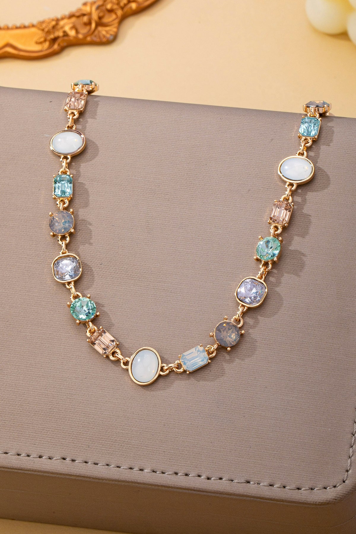 Gemstone Opal Crystal Link Necklace