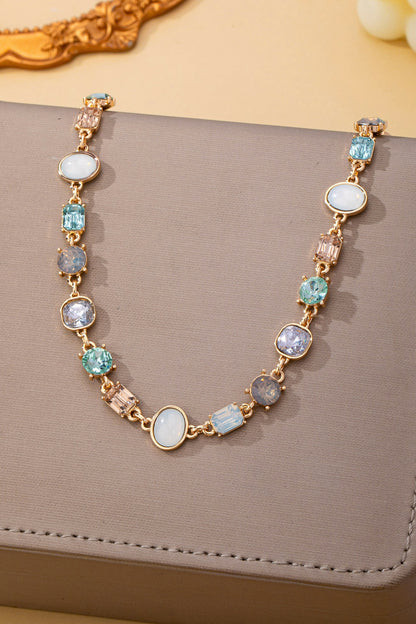 Gemstone Opal Crystal Link Necklace