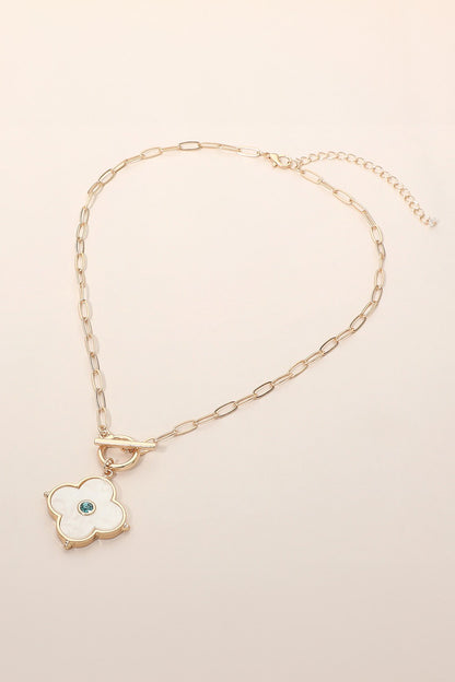 Quatrefoil Toggle Charm Necklace