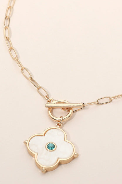 Quatrefoil Toggle Charm Necklace