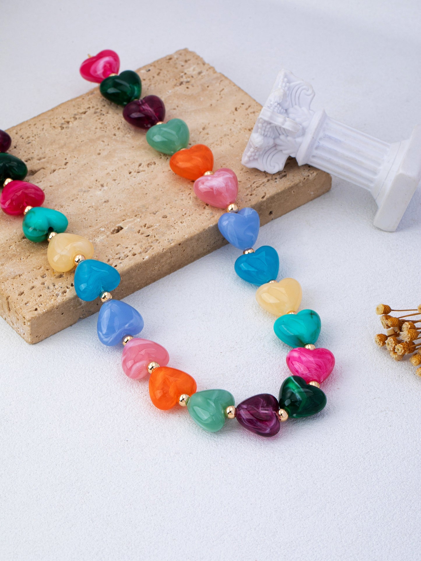 Resin Heart Bead Necklace