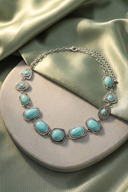 Turquoise Stone Western Collar Necklace