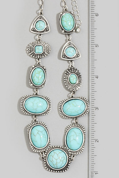 Turquoise Stone Western Collar Necklace