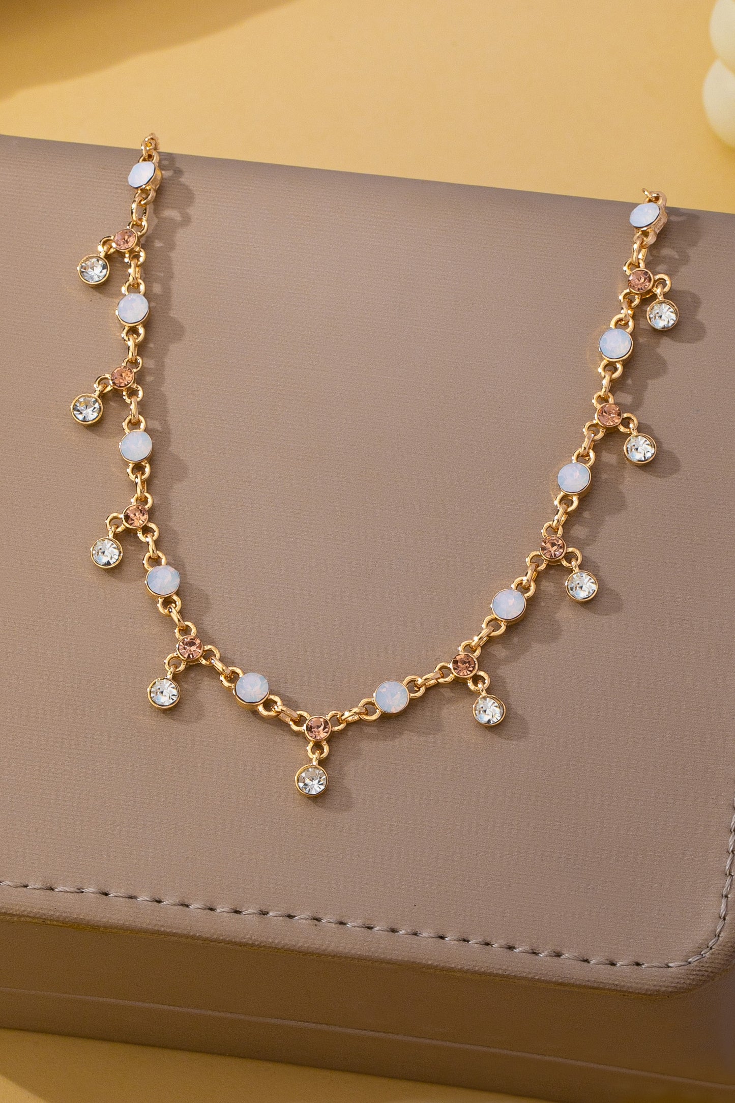 Sparkling Opal & Crystal Fringe Necklace