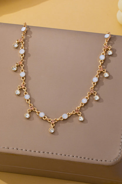 Sparkling Opal & Crystal Fringe Necklace
