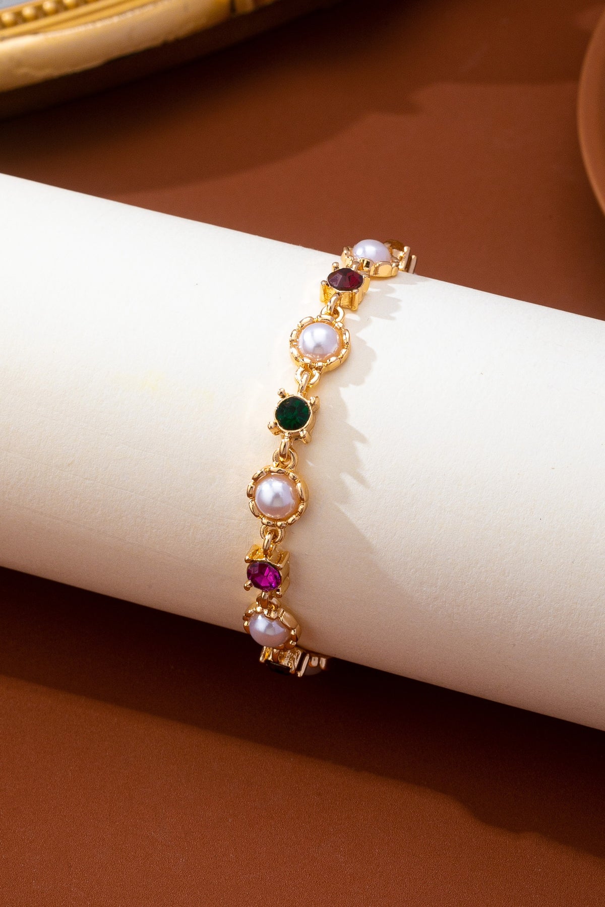 Multicolor Crystal & Pearl Tennis Bracelet
