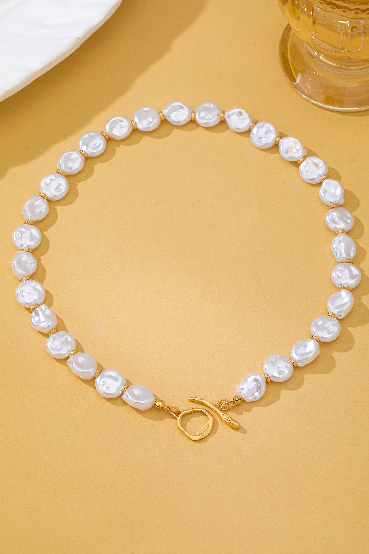 Coin Pearl & Bead Toggle Necklace