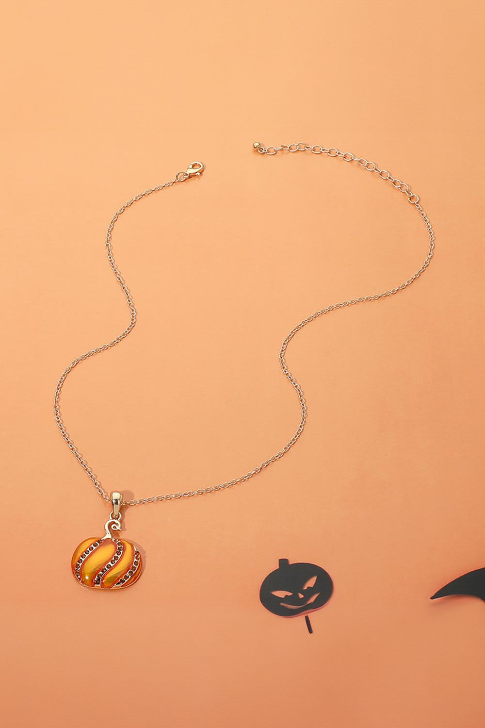 Rhinestone Enamel Pumpkin Necklace
