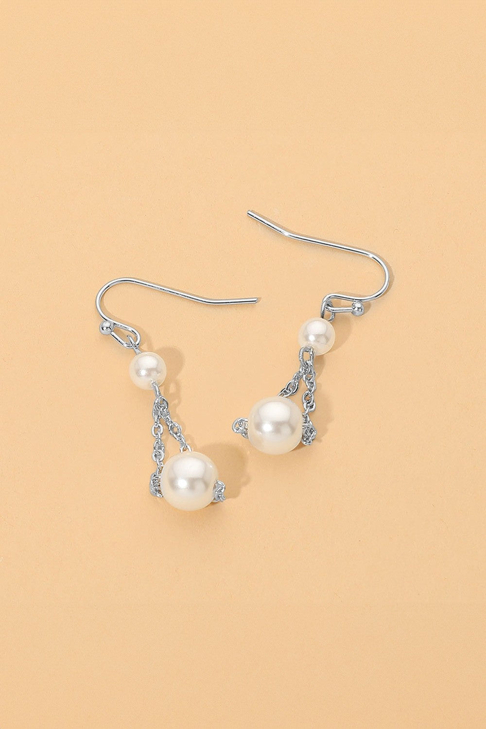 Pearl Beaded Drop Earrings - Silver
