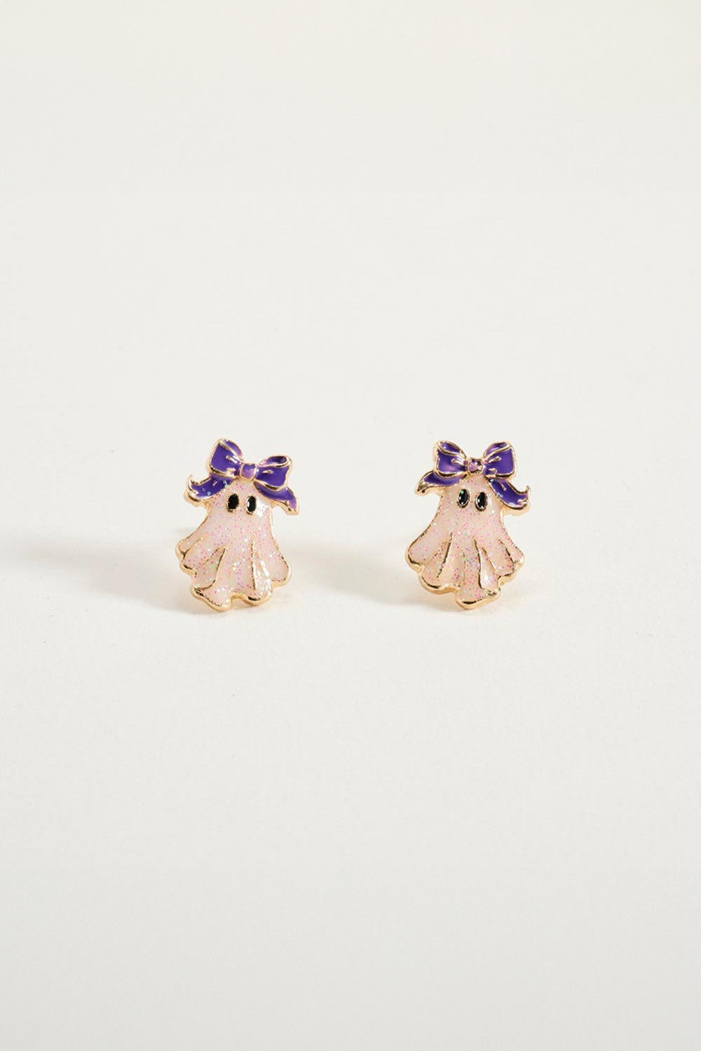 Glitter Halloween Ghost Earrings - Purple