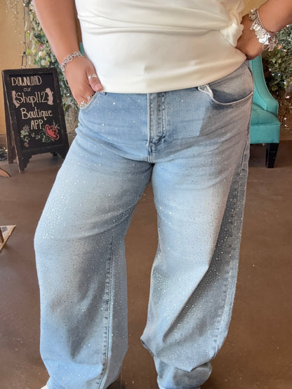 The Jenny Rhinestone Slouchy Barrel Jeans