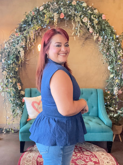 On The Go Denim Blouse