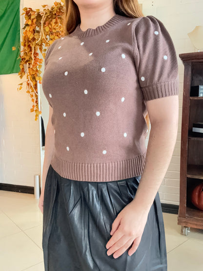 Ember Dots Sweater Top - Mocha