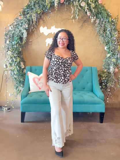 The Jasmine Eyelet Denim Pants