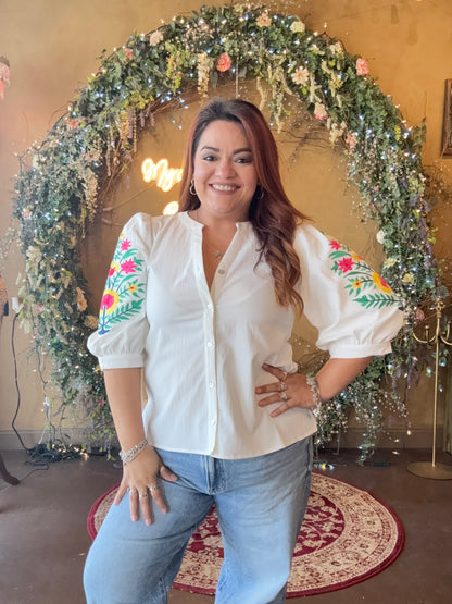 Subtle Embroidered Touch Blouse