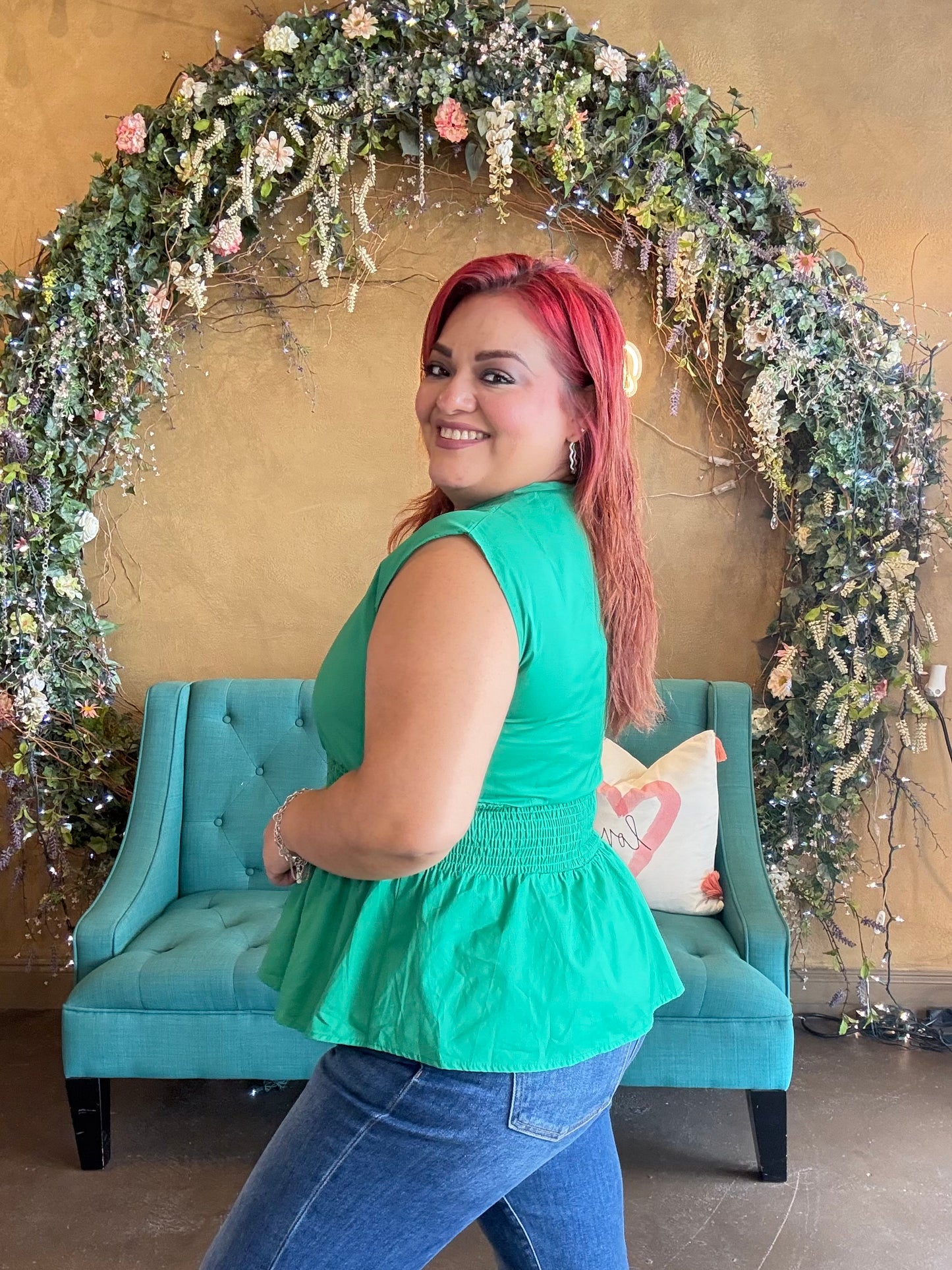 Effortless Charm Blouse - Green