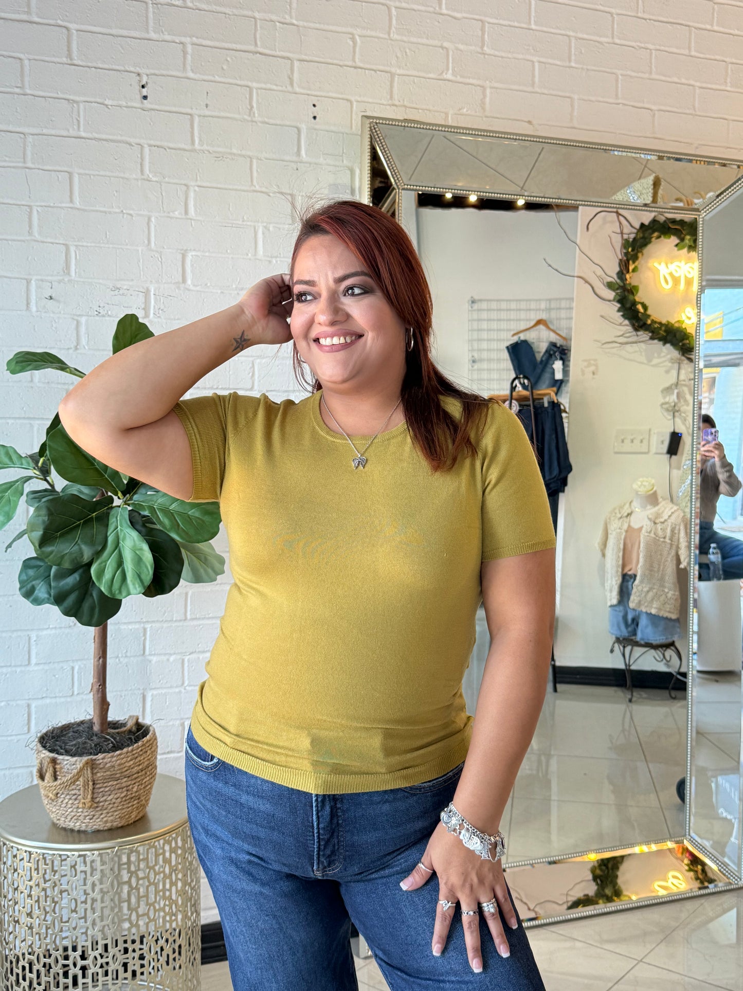 Basic Sweater Top  - Green