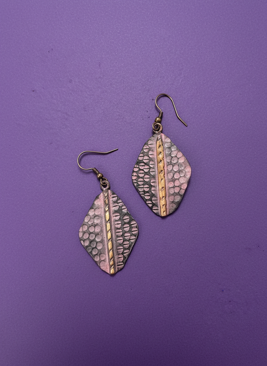 Copper Patina Earrings - Half Circles