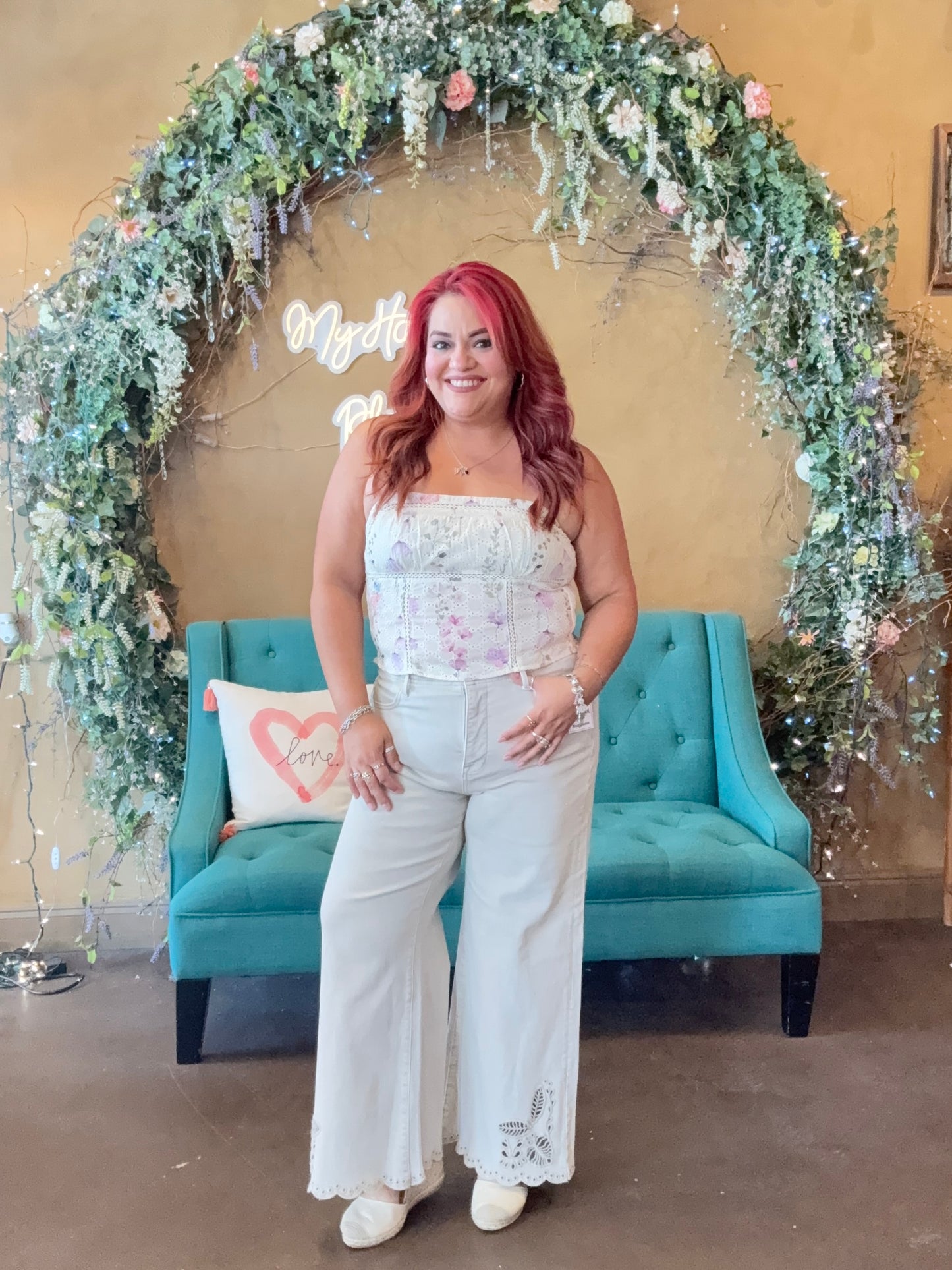 The Jasmine Eyelet Denim Pants