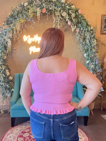 Sweet Peplum Tank - Pink