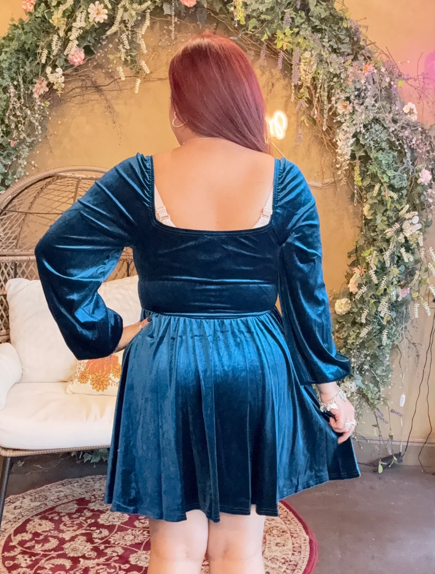 Teal Tinsel Mini Dress