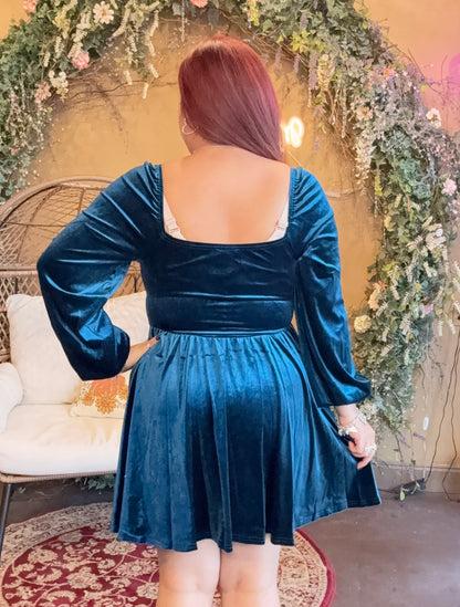 Teal Tinsel Mini Dress