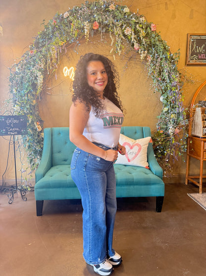 The Kinsley Tummy Control Wide Jeans - Dark