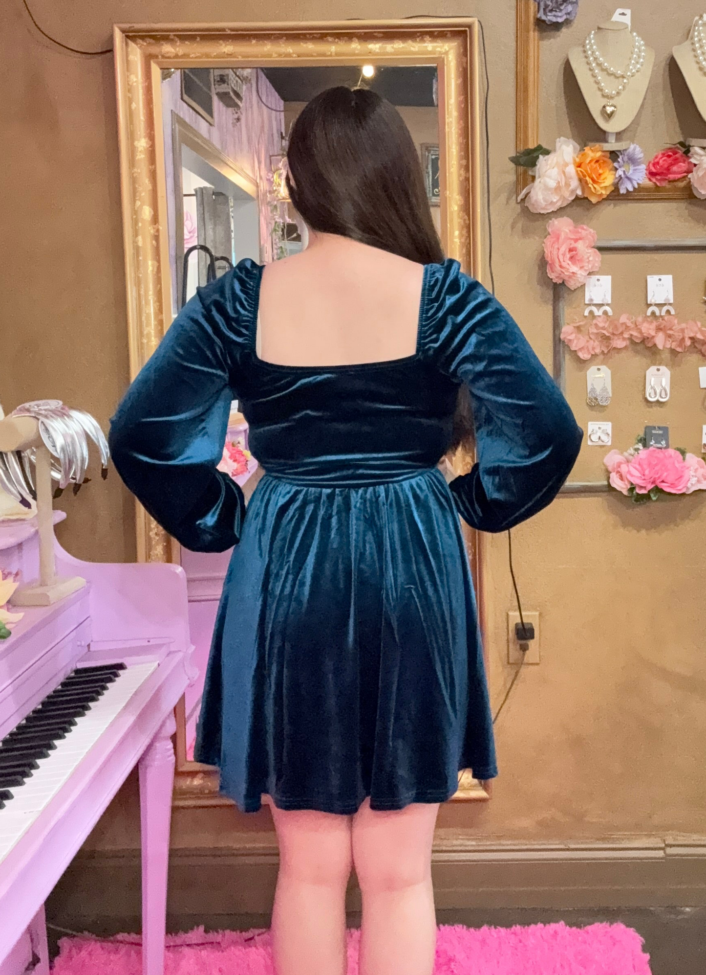 Teal Tinsel Mini Dress