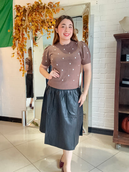 Ember Dots Sweater Top - Mocha