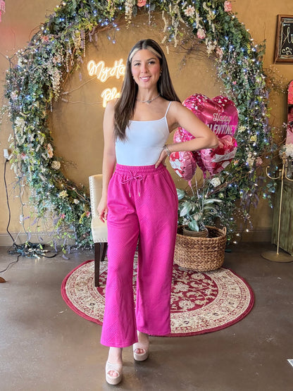 Sunday Stroll Drawstring Pants -Magenta