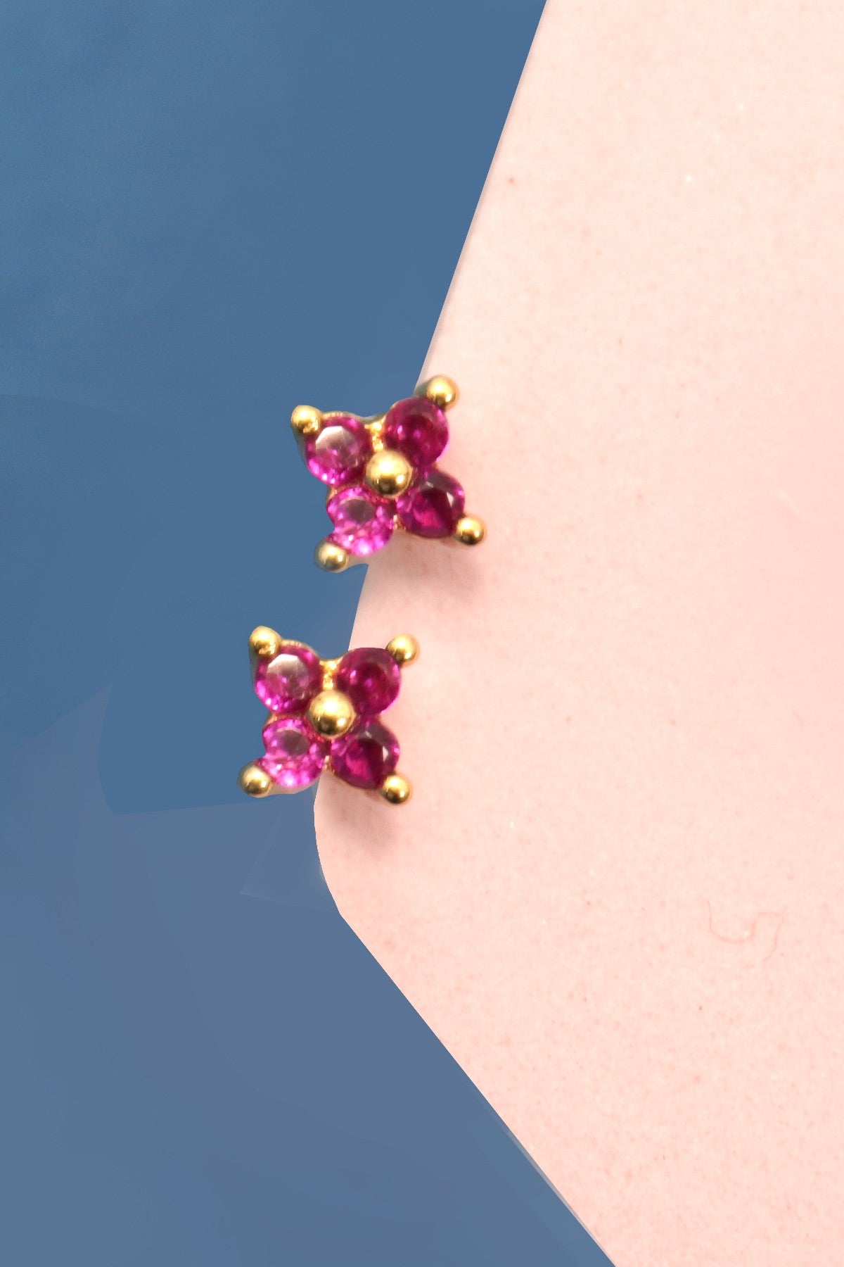Mini Flower Stud Earrings - Rose