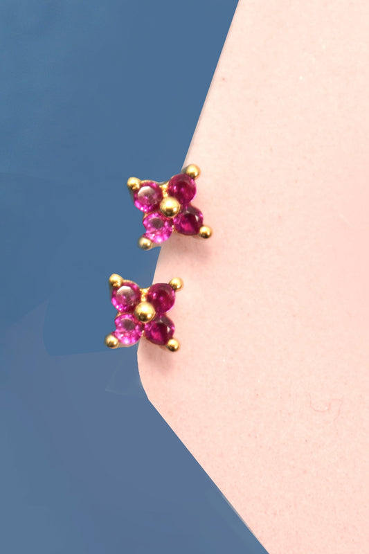 Mini Flower Stud Earrings - Rose